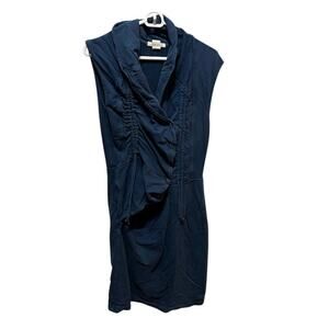 Prairie Underground dress Organic Cotton Wrap Surplice Lagenlook Navy Blue sz M